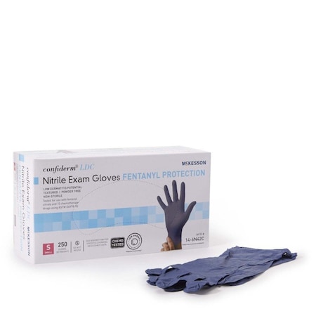 Mckesson Confiderm LDC, Disposable Gloves, Low-Derma Nitrile, Powder-Free, S, 2500 PK, Blue 14-6N42C